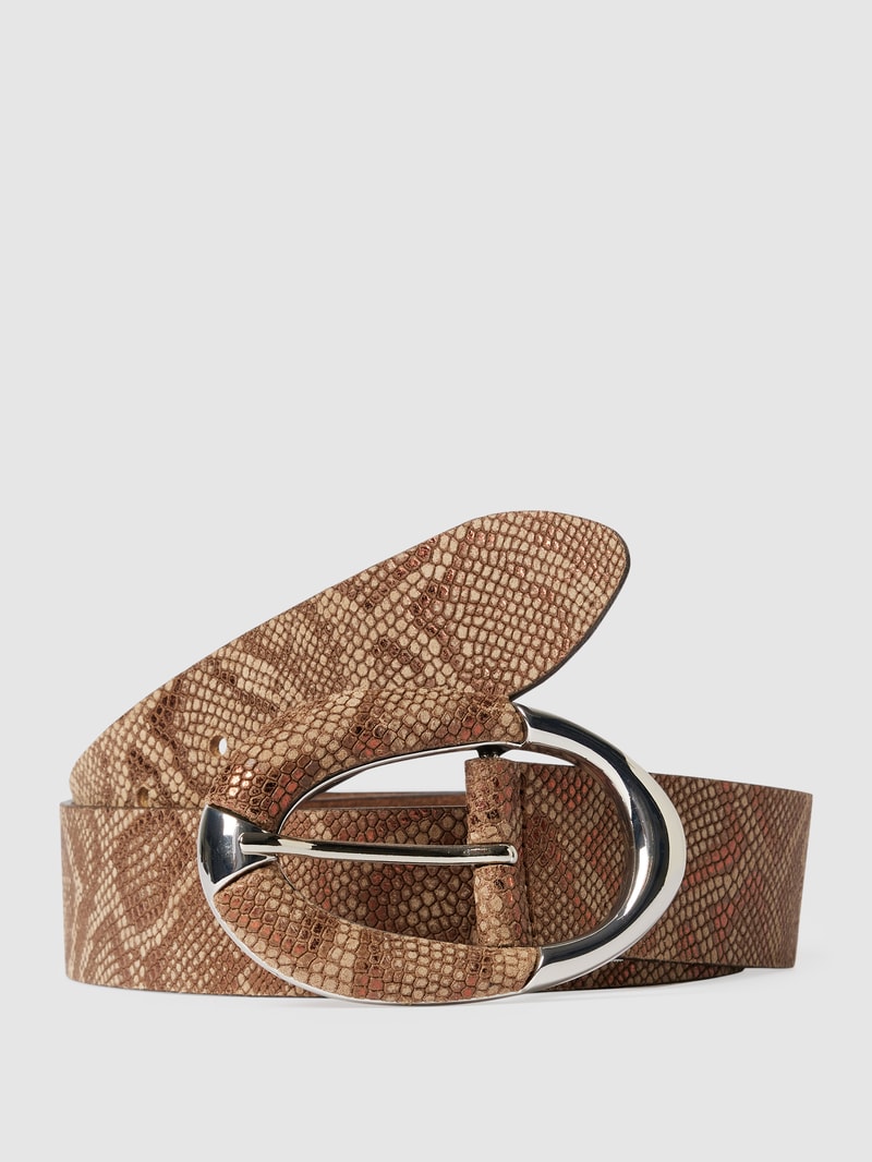 Ledergürtel mit Allover-Muster Modell 'Python' in camel