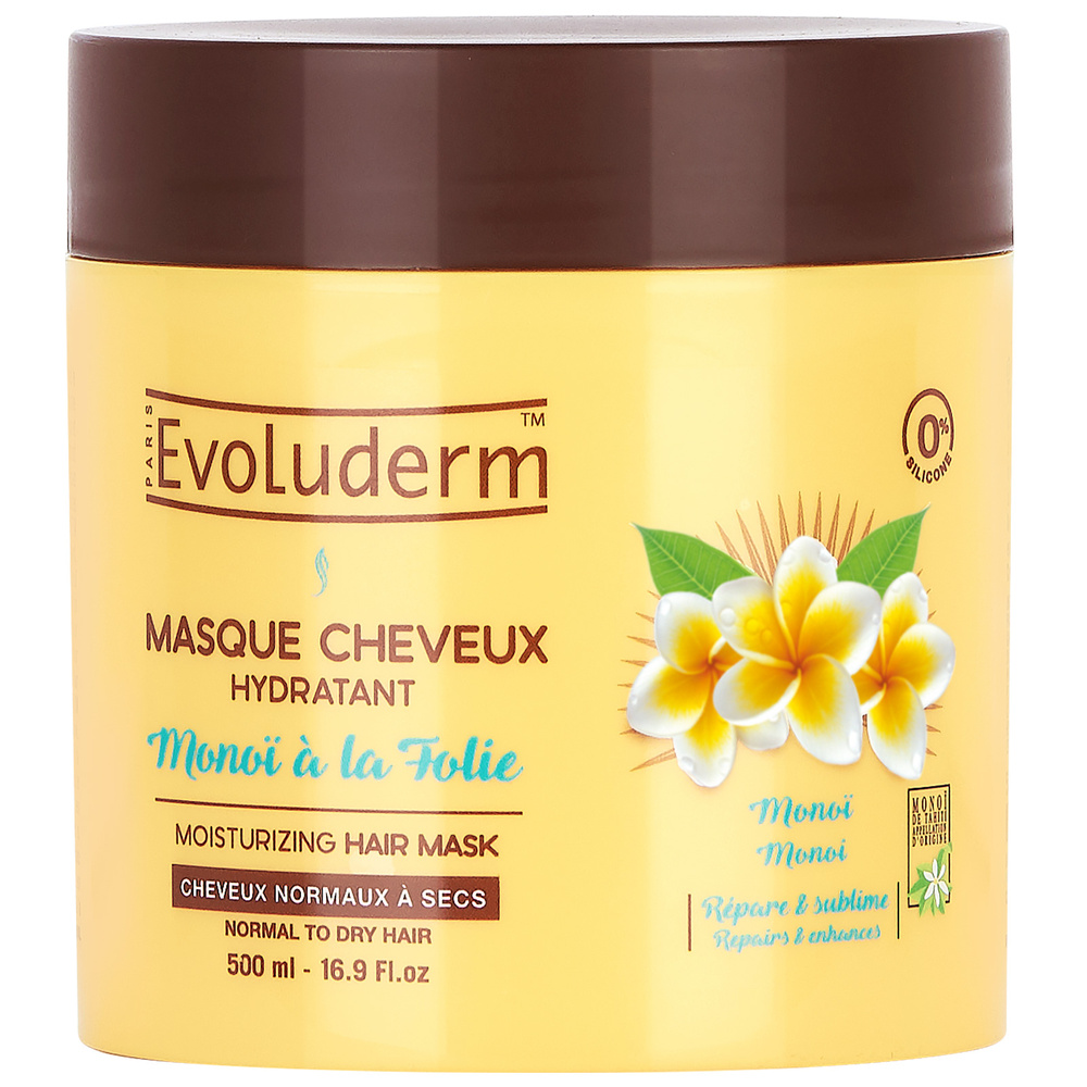 evoluderm Monoï à la Folie Masque cheveux Hydratant - 500 ml