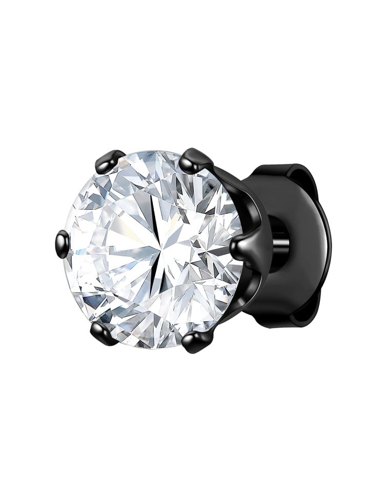 True Rebels Ohrstecker Edelstahl schwarz Zirkonia weiß in schwarz günstig kaufen 8