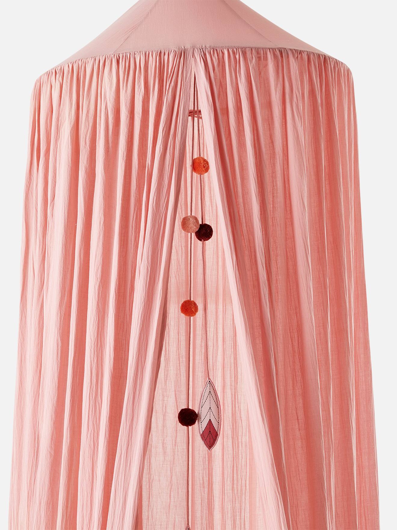 Ciel de lit pompons rose