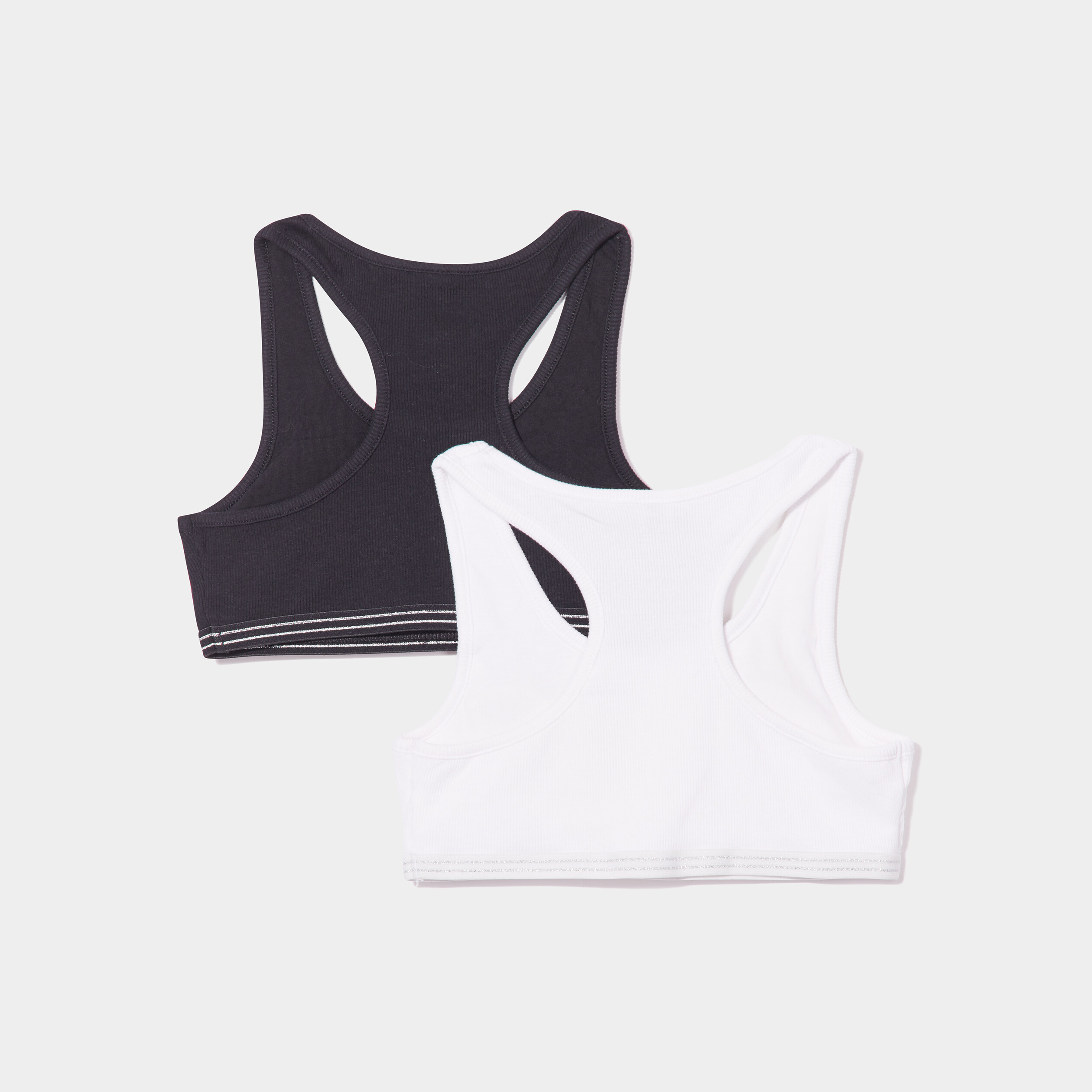 Lot 2 brassières effet côtelé noir fille | La Halle