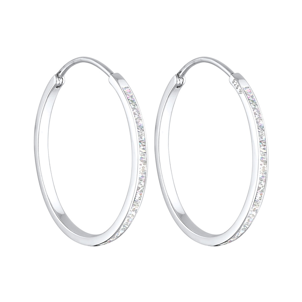 Elli Elli Boucles d'Oreilles Scintillement Hoops Boucles d'Oreilles Femme (925/1000) A Boucles d'oreilles