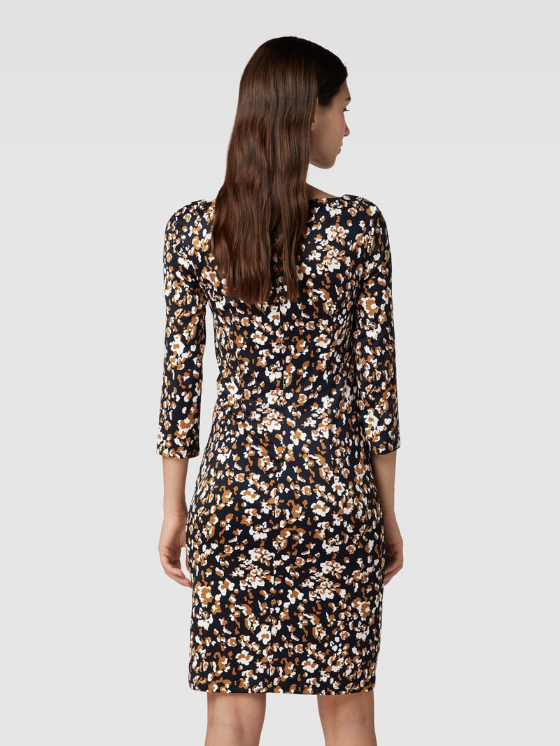 Knielanges Kleid mit Allover-Muster in marineblau