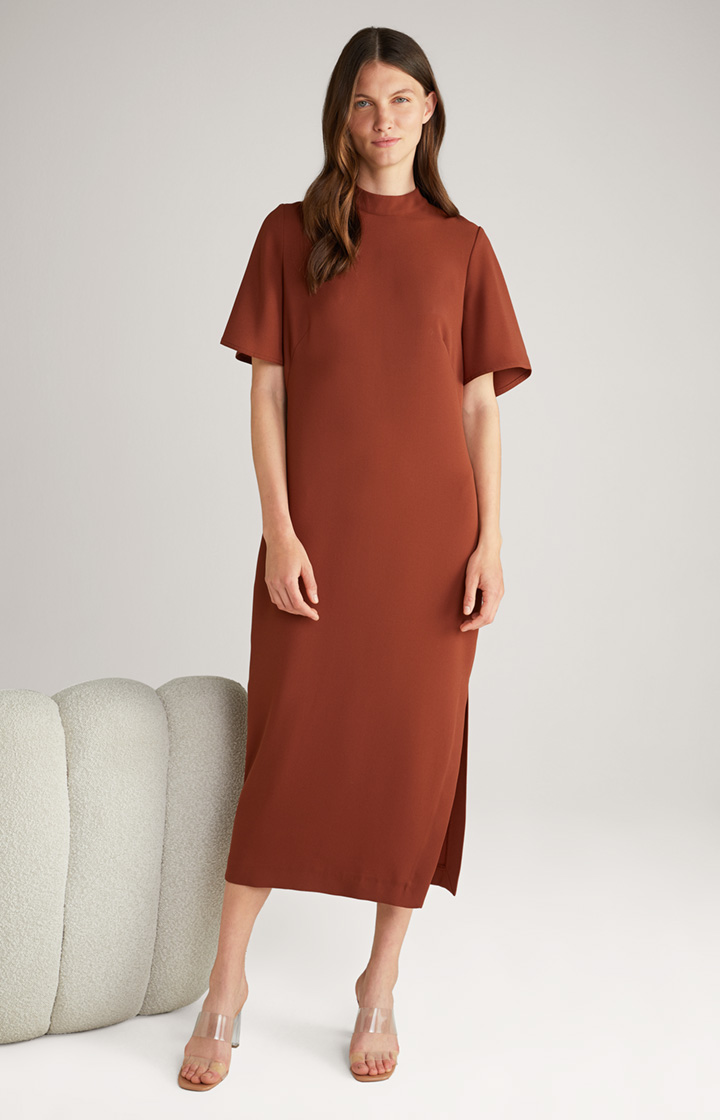 Crêpe-Kleid in Kupferbraun