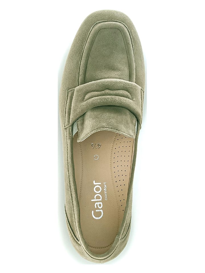 Gabor Leder-Slipper  in Khaki günstig kaufen