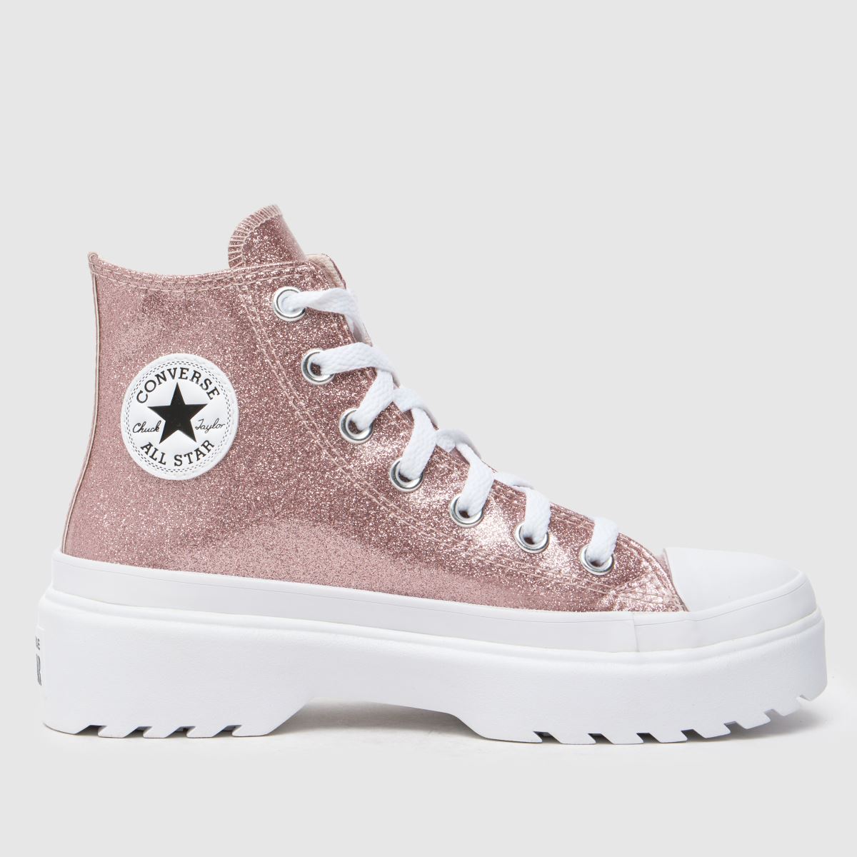Converse roséguldfärgade all star lugged lift glitter flickor ungdomsskor