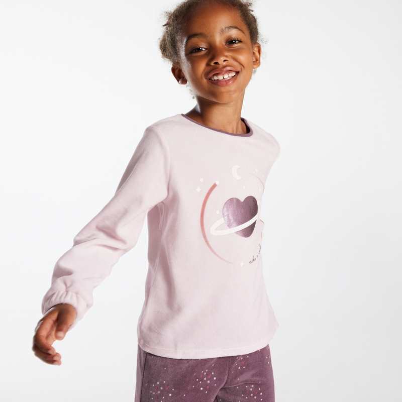 Pyjama 2 pièces à motif phosphorescent rose fille
