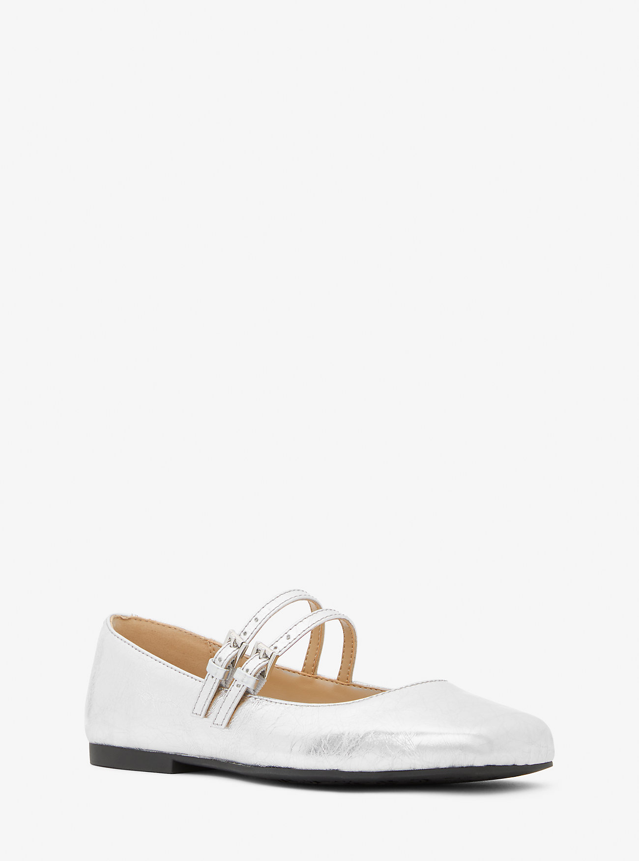 Matilda Crackled Metallic Leather Mary Jane - SILVER