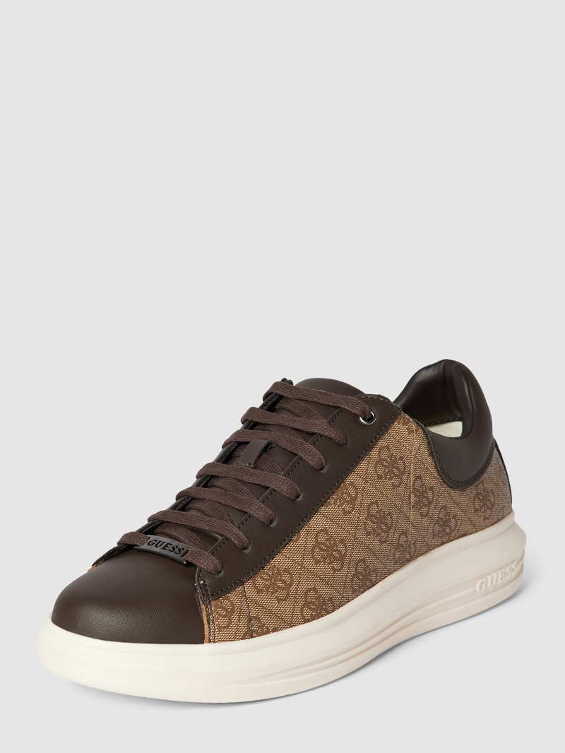 Sneaker mit Label-Print Modell 'VIBO' in mittelbraun