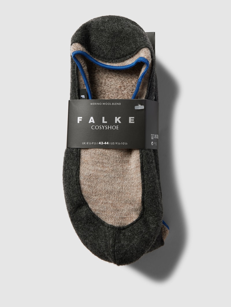 Hausschuhe aus Schurwoll-Mix mit Logo-Detail Modell 'COSYSHOE' in beige meliert