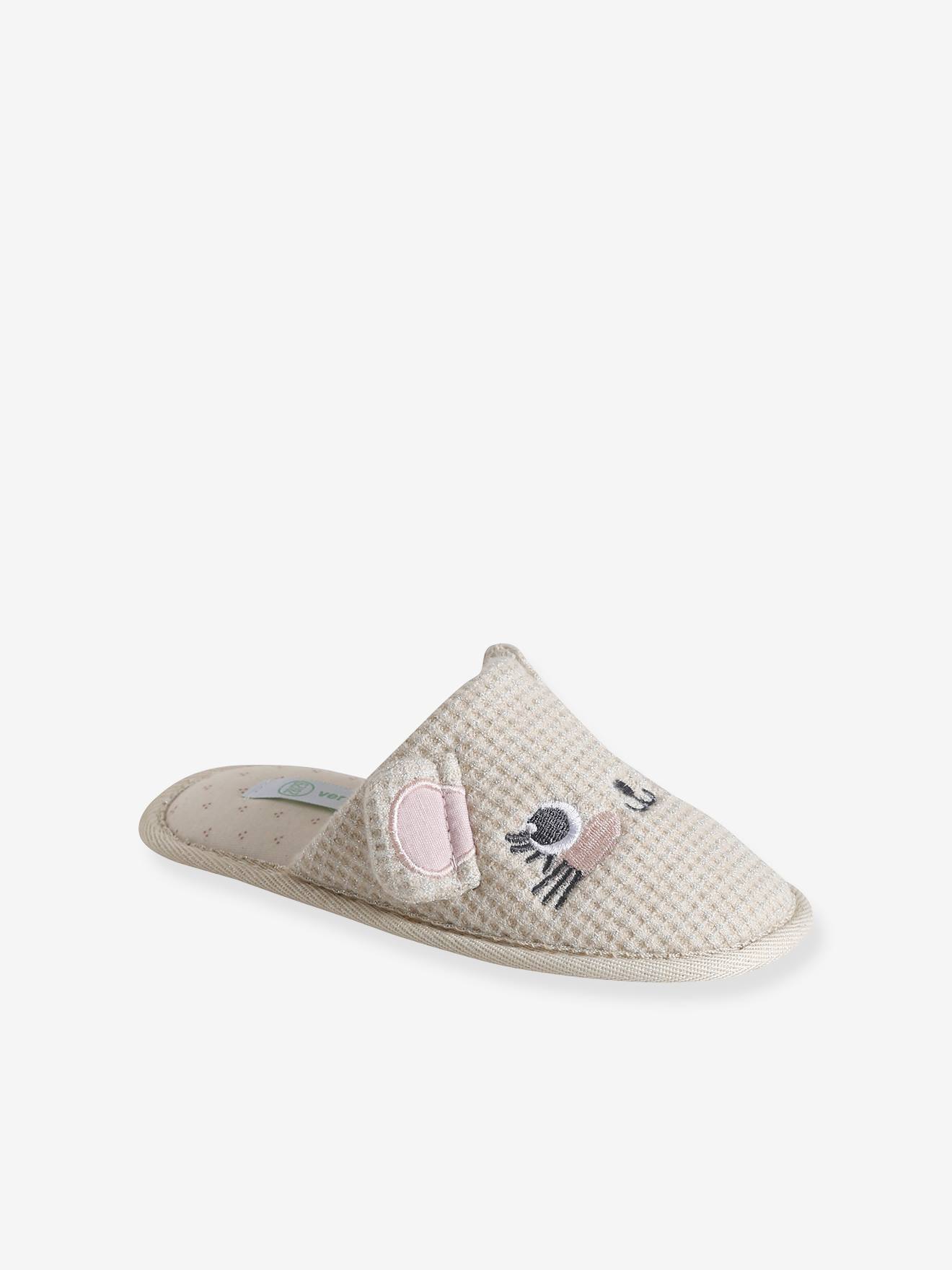 Chaussons mules souris enfant écru