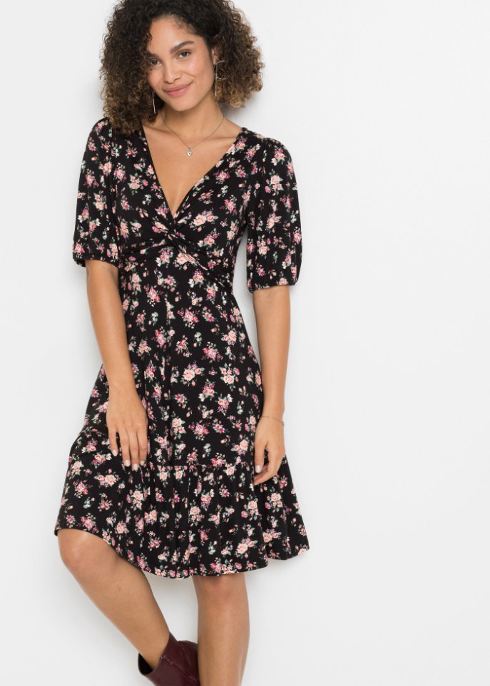 Jerseykleid mit Puffärmeln