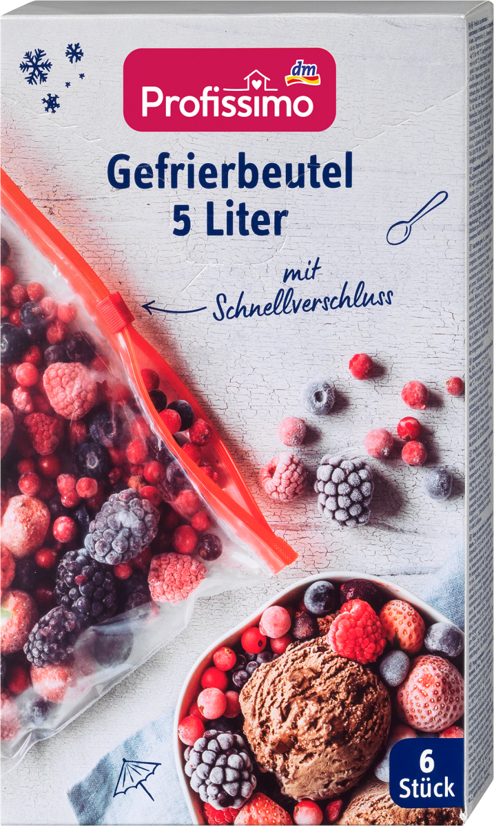 Gefrierbeutel 5 l mit Schnellverschluss, 6 St