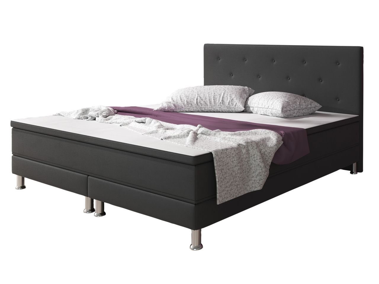IHG Boxspringbett Esra 180x200 Webstoff Anthrazit