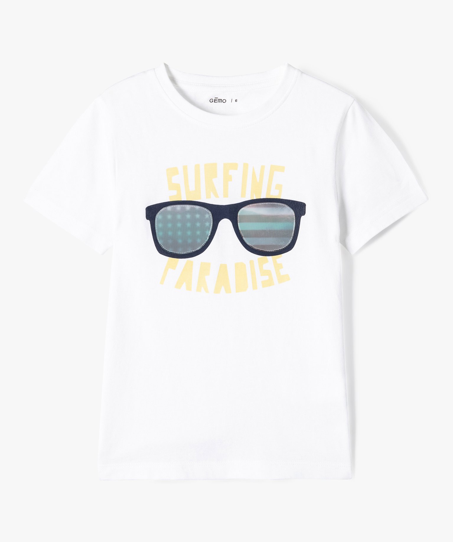Tee-shirt Garçon à manches courtes avec motif estival blanc | GEMO