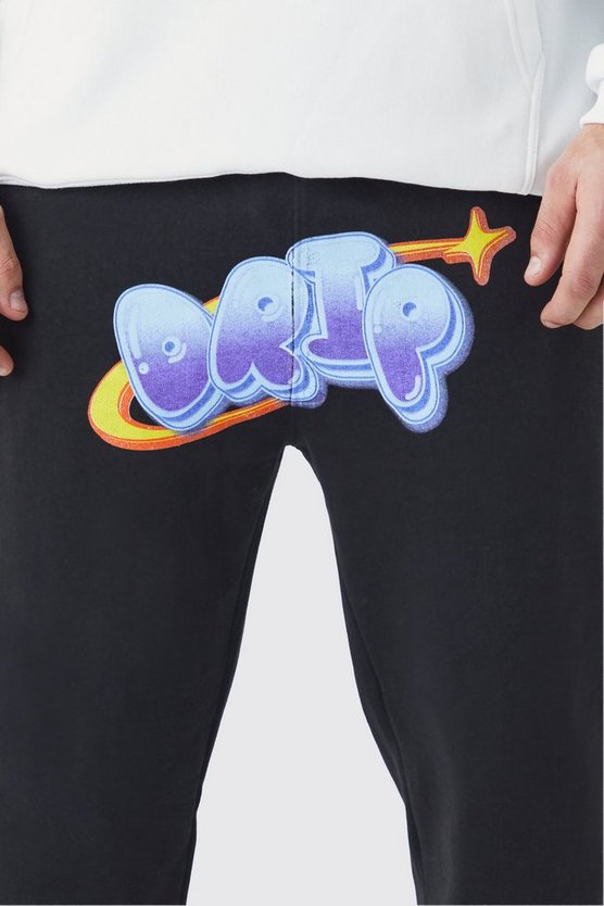 Plus schwarze Jogginghose mit geteiltem Saum
