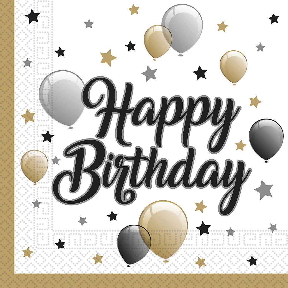 Servietten Happy Birthday Sterne & Ballons, 33 x 33 cm, 2-lagig, 20 Stück