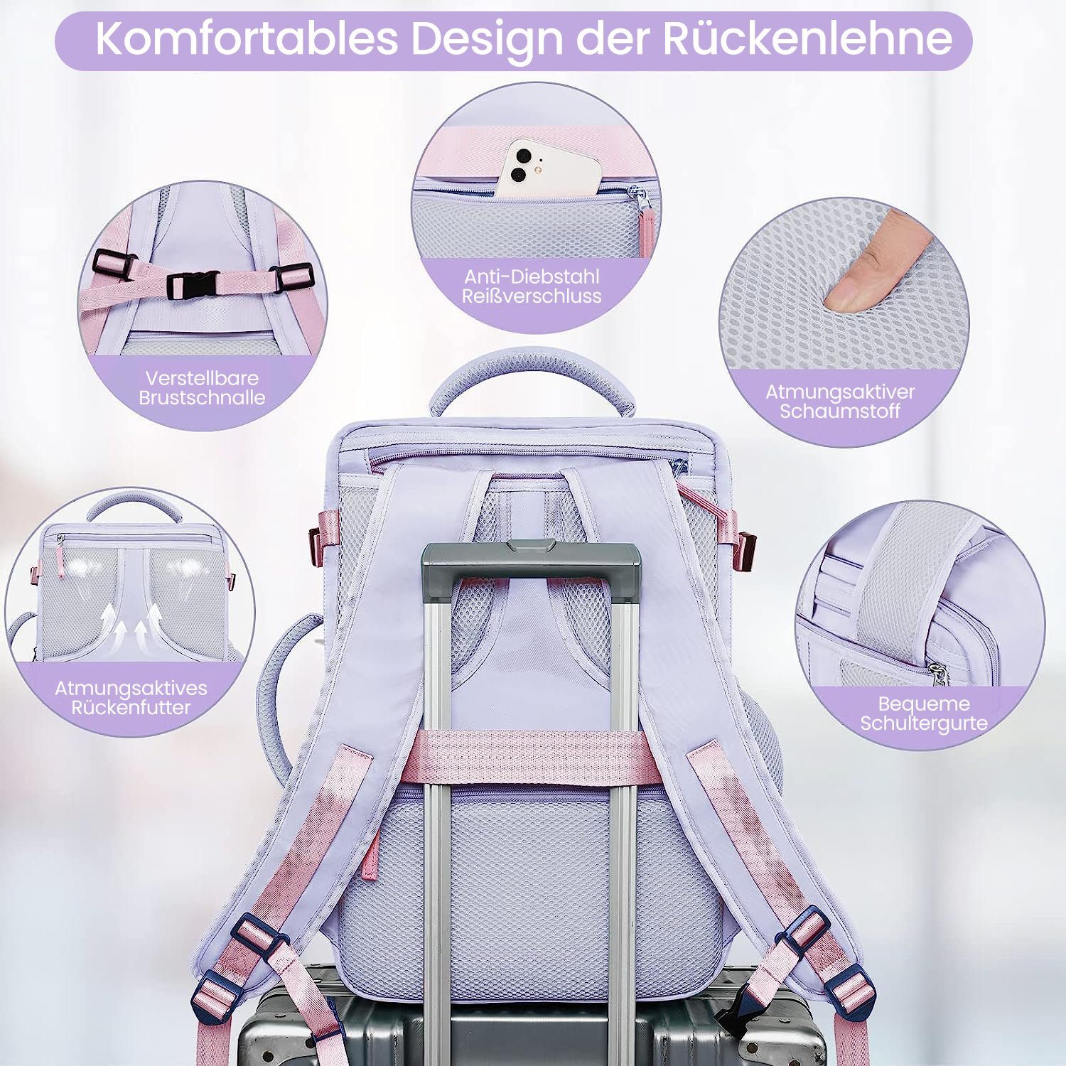 TOPMELON Reiserucksack mit Großem Fassungsvermögen Rutschfest Verschleißfest