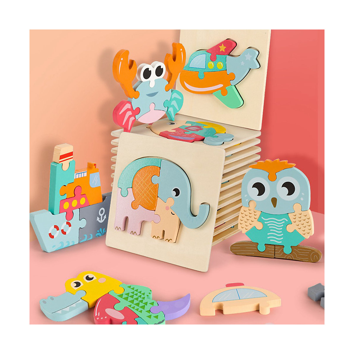Baby-Puzzle aus Holz vertikale Blockmontage