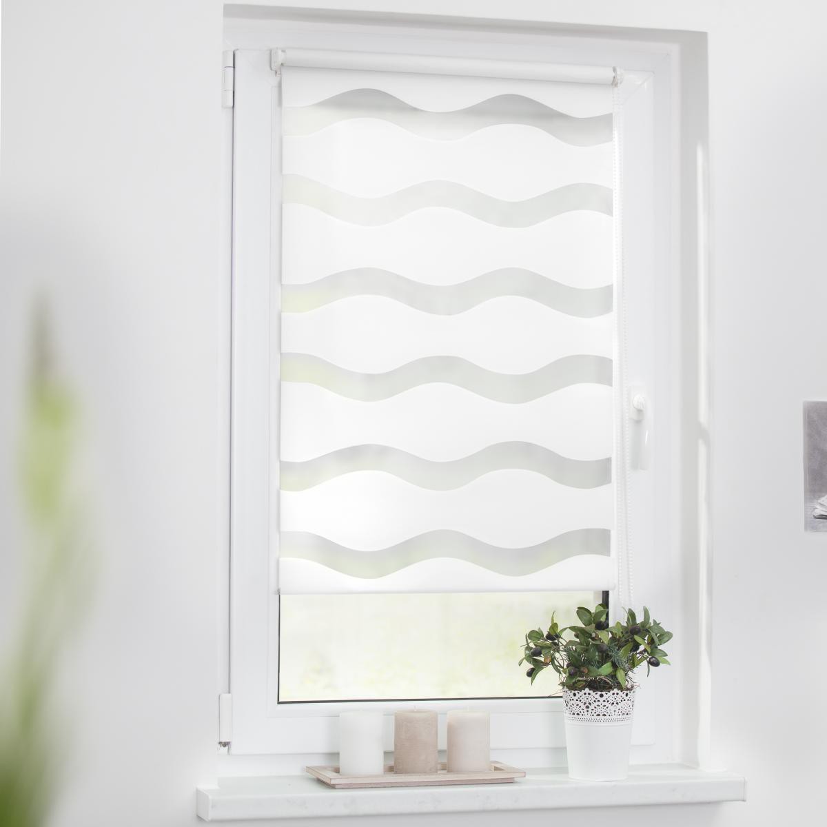 Lichtblick Duo Rollo Welle Klemmfix, ohne Bohren, Weiß, 60 cm x 150 cm (B x L)