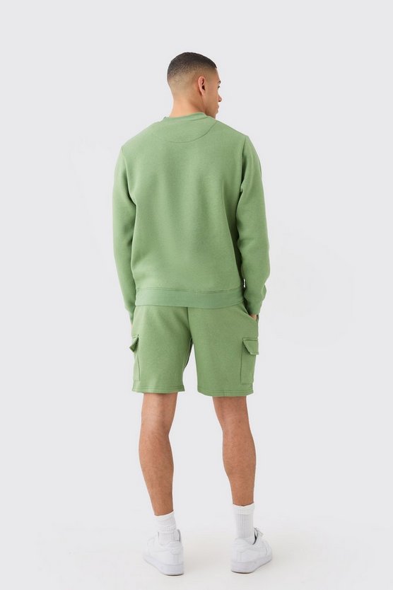 Kurzer Man Signature Cargo Sweatshirt-Trainingsanzug