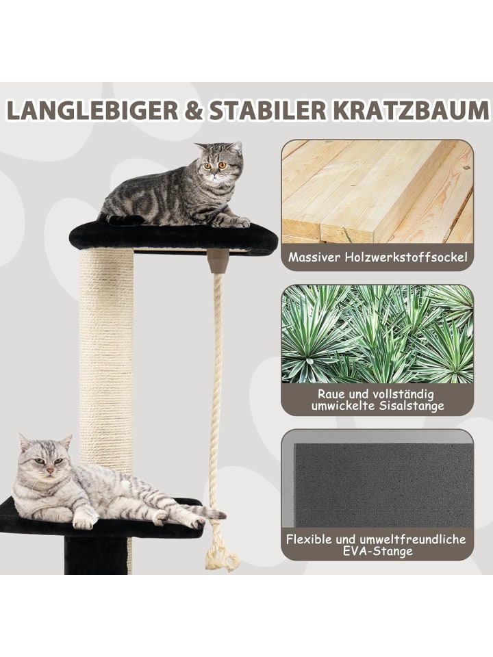 COSTWAY Kratzbaum klein 92cm in Schwarz günstig kaufen 92 cm