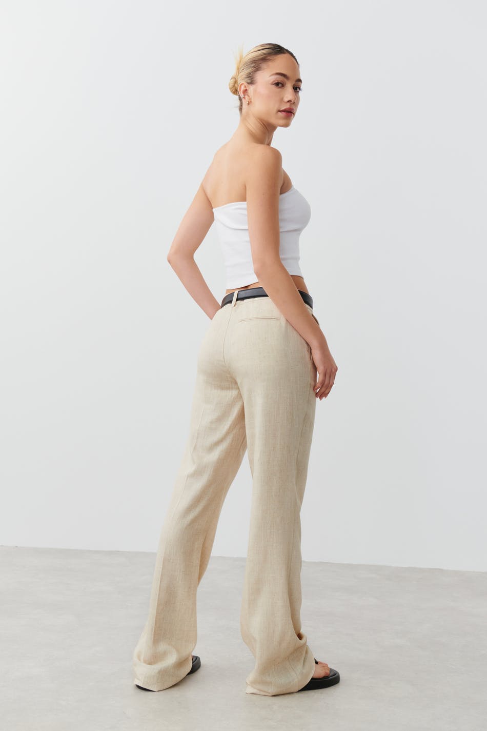 Linen blend trousers