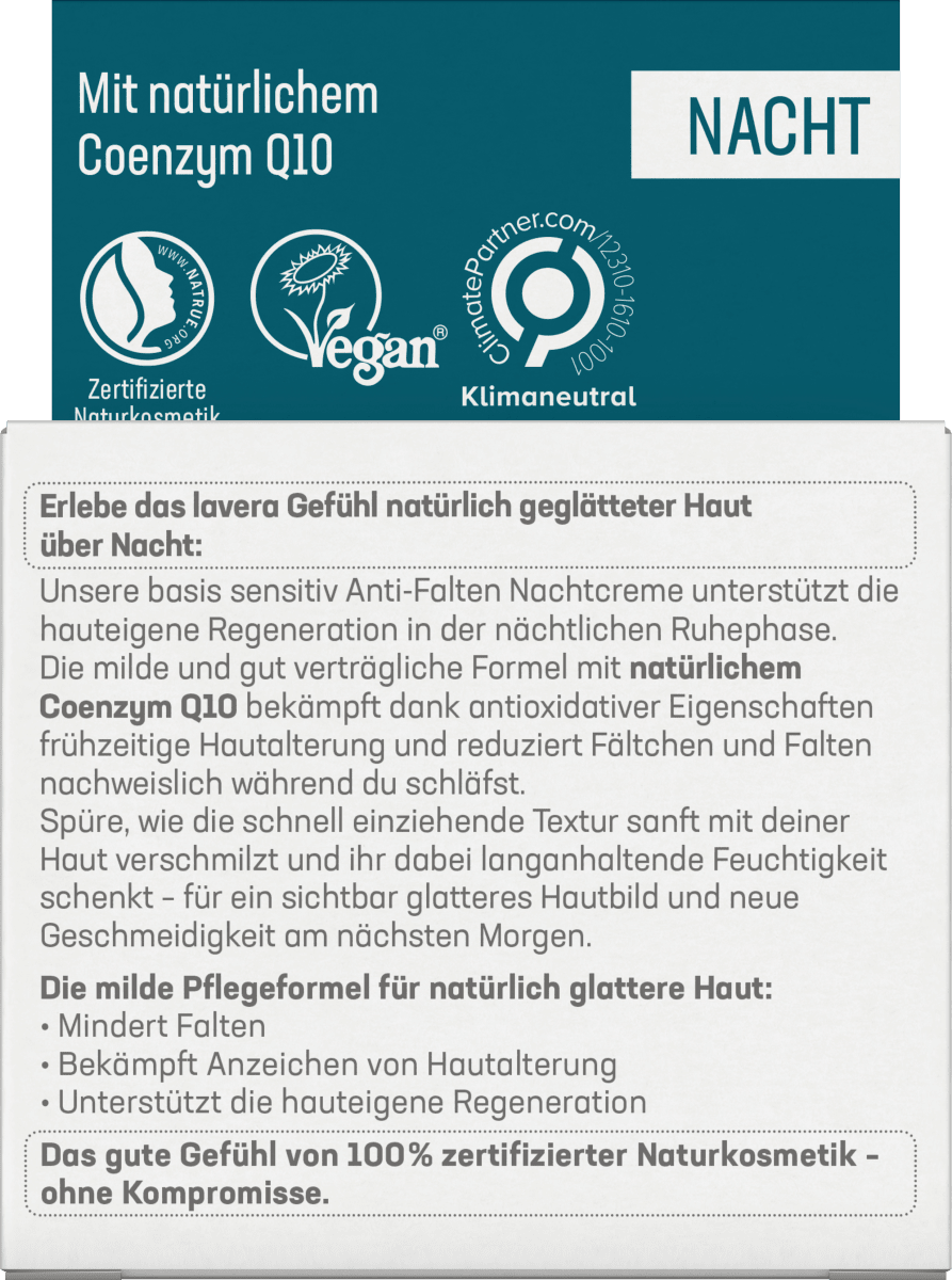 Anti Falten Nachtcreme Q10 Basis Sensitiv, 50 ml