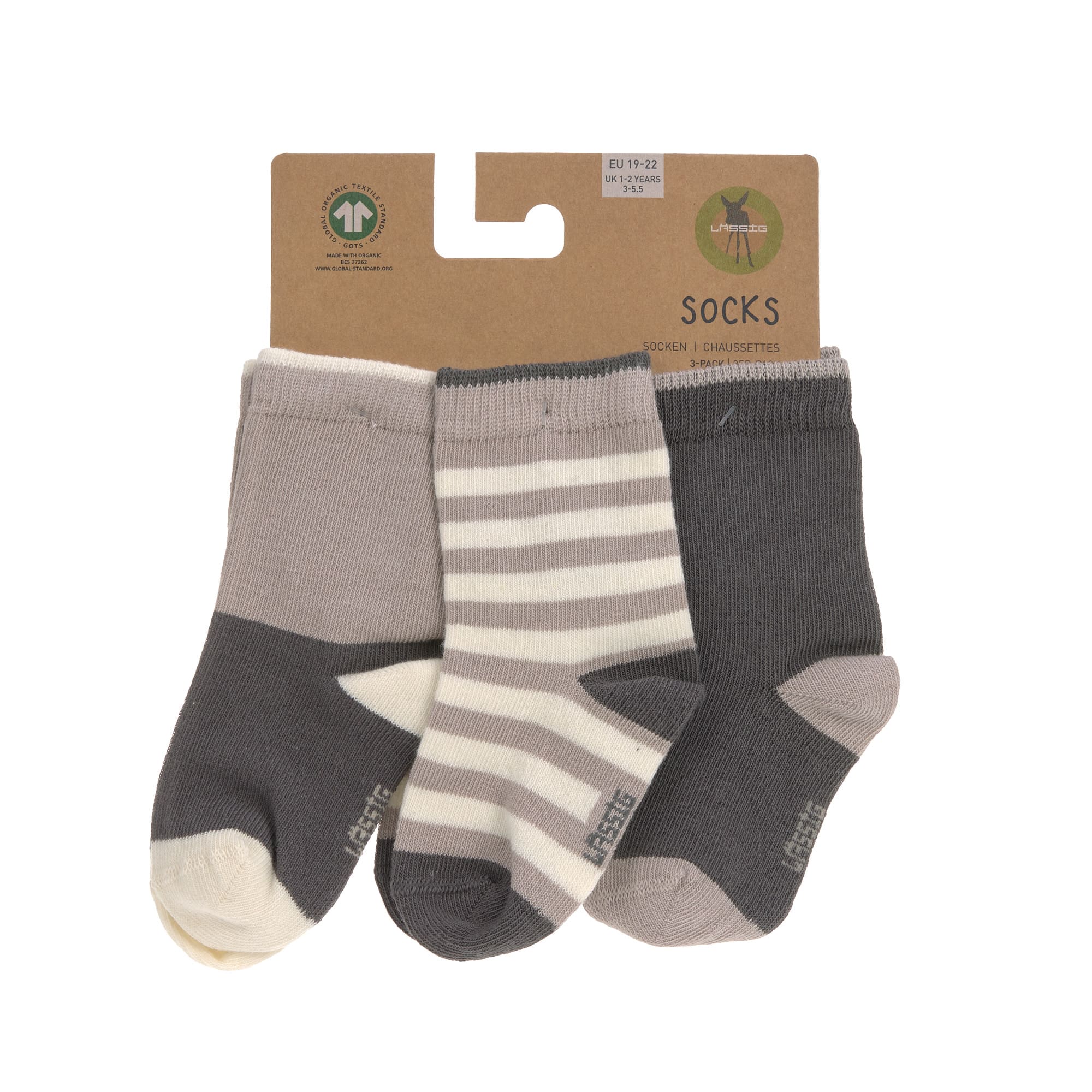 Kinder Socken 3er-Set, Anthrazit Taupe
