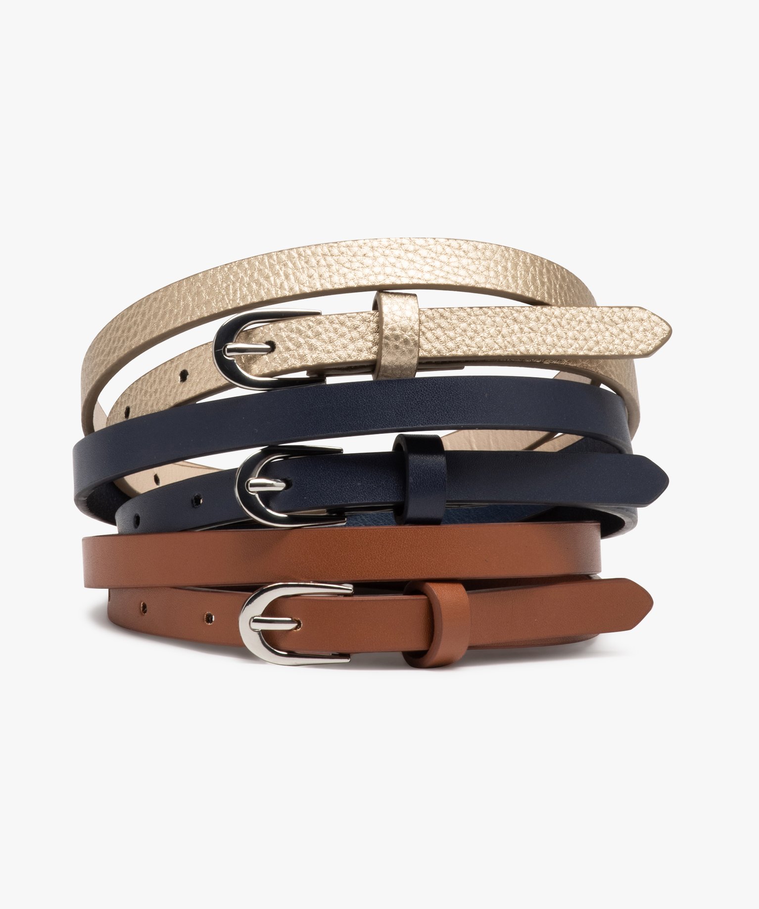 Ceintures fines à boucle ovale fille (lot de 3) camel | GEMO