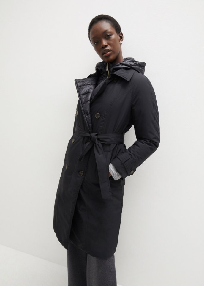 Trenchcoat mit Westeneinsatz und Wattierung