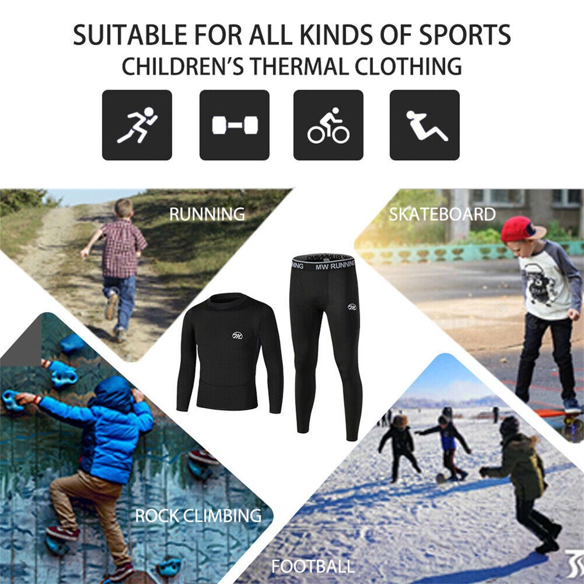 MEETYOO Thermounterhemd Kinder Thermo Set Wärmende Unterwäsche für kalte Tage bei (Jugendliche Kinder Thermounterhose Thermounterhemd, Fleece Skiunterwäsche) Thermo Unterhemd und Unterhose