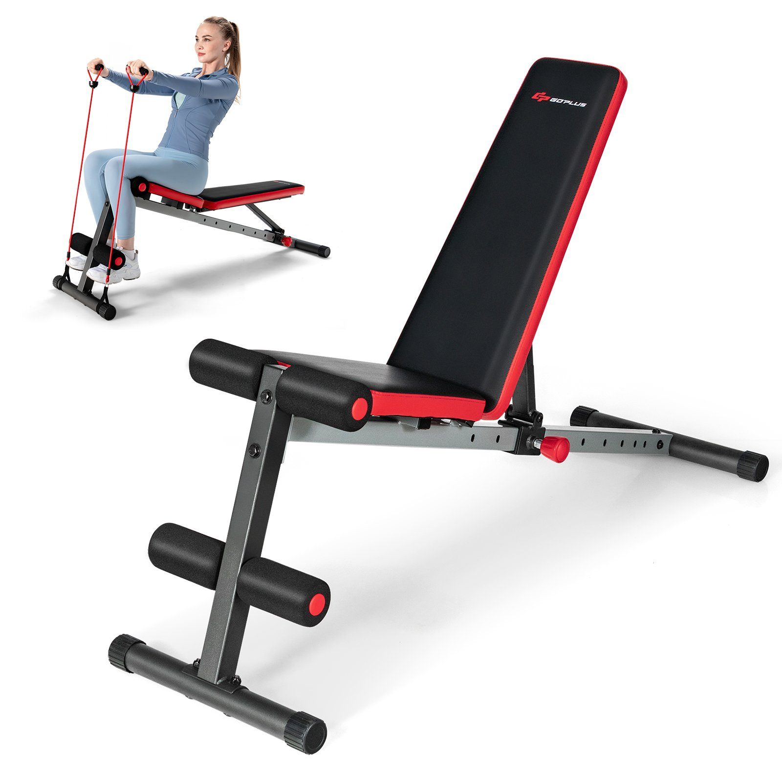 COSTWAY Hantelbank Schrägbank, 9-stufig verstellbar, bis 300kg