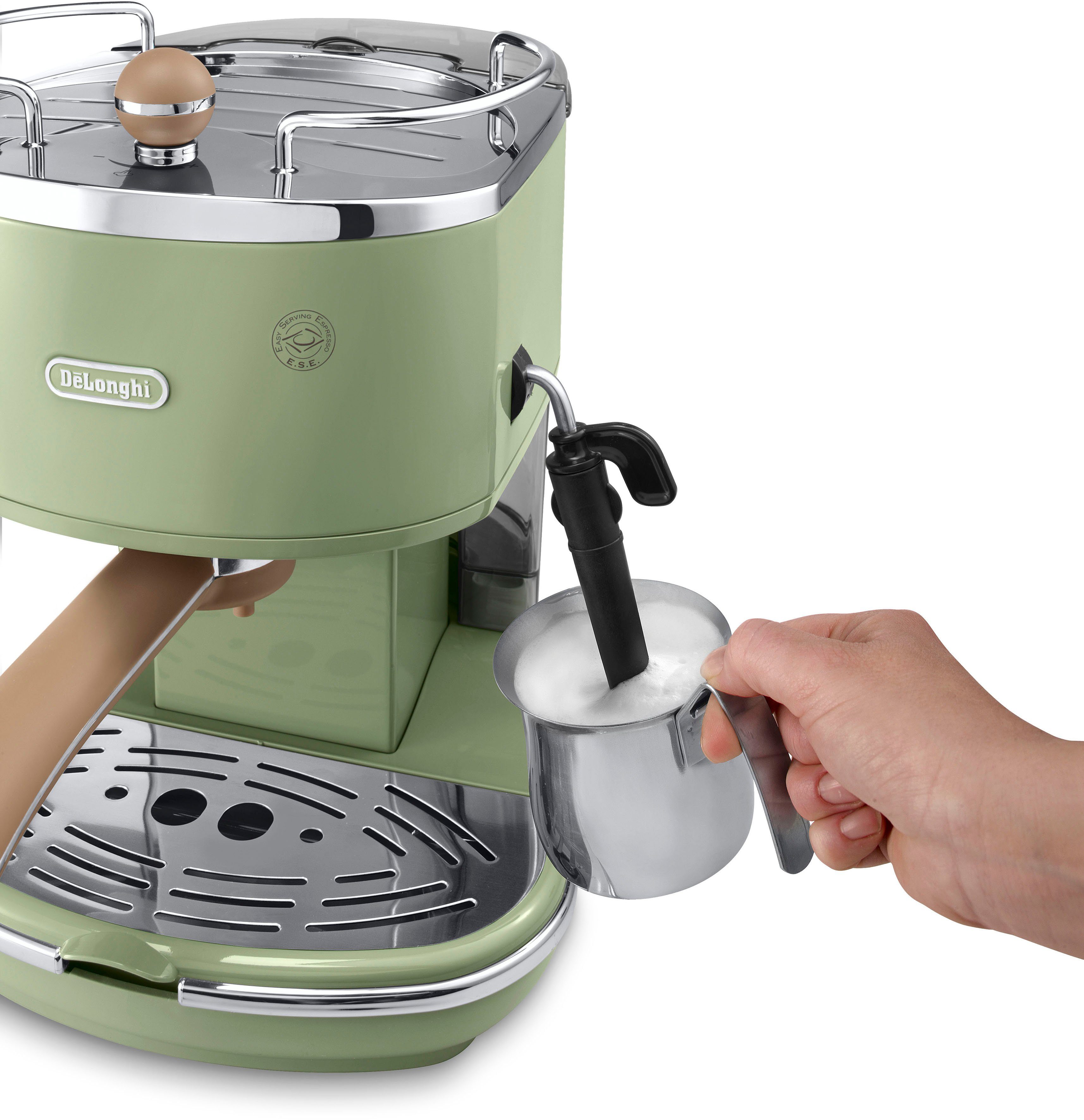 De'Longhi Siebträgermaschine Icona Vintage ECOV 311.GR, auch für Kaffeepads geeignet