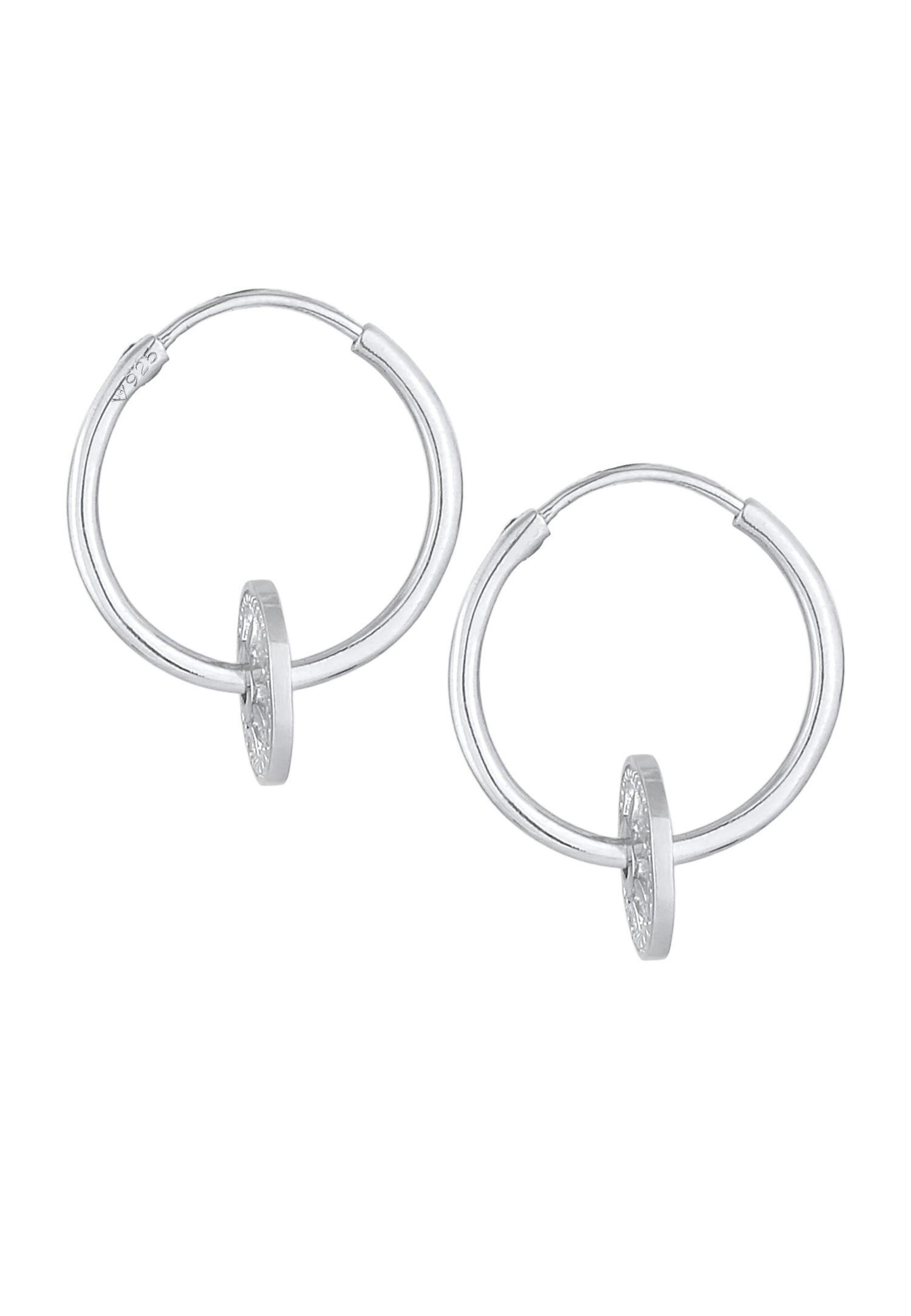 Ciondolo Elli Creole da donna, moneta antica con sole in argento sterling 925