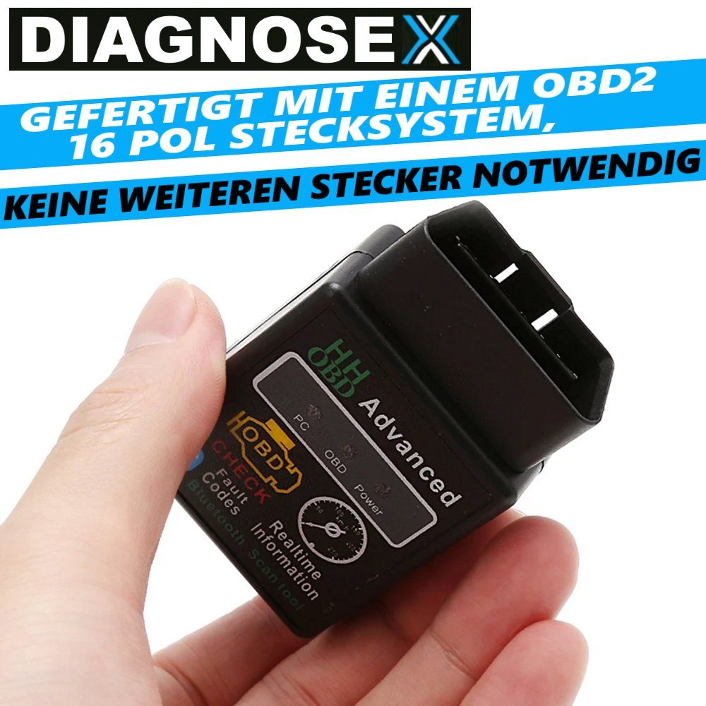 MAVURA OBD2-Diagnosegerät DIAGNOSEX OBD2 Diagnosegerät Bluetooth Autoscan Auslesegerät, Tiefen Diagnose Gerät KFZ Auto Adapter Android Handy PC