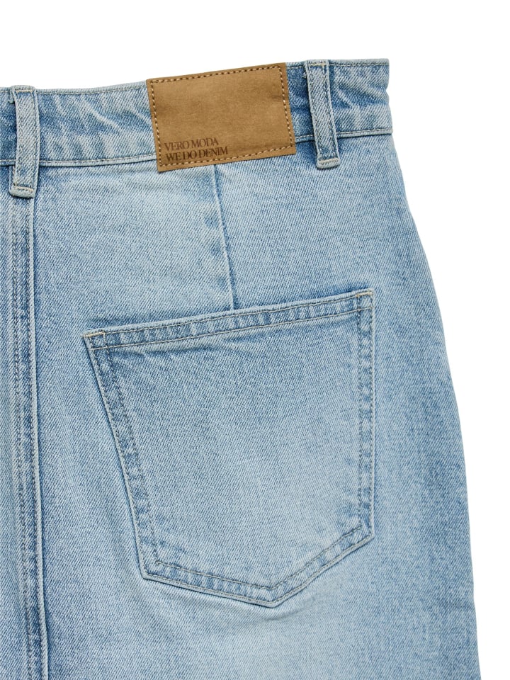 Vero Moda Wadenlanger Denim Jeansrock mit Schlitz 5-Pocket in Hellblau günstig kaufen