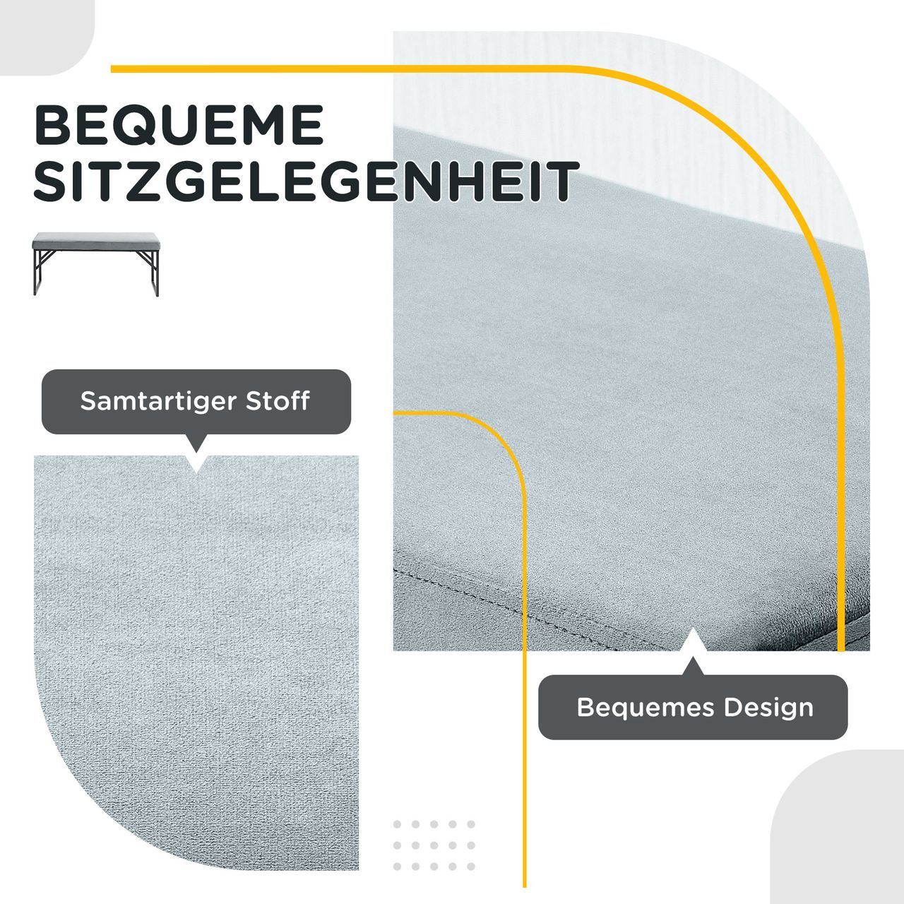 HOMCOM Sitzbank Polsterbank, Bettbank in Samtoptik, Schminkbank für Schlafzimmer