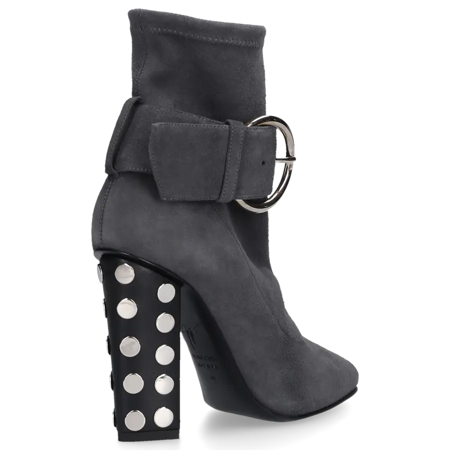 Giuseppe Zanotti - Stiefeletten Kalbsleder Veloursleder Nieten grau - grau