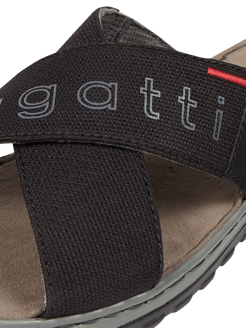 Pantolette mit Lederbesatz in schwarz