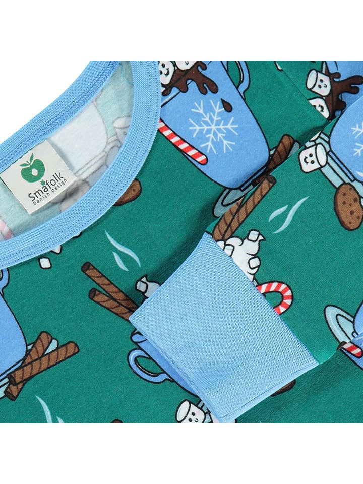 Småfolk Pyjama in Grün/ Blau günstig kaufen