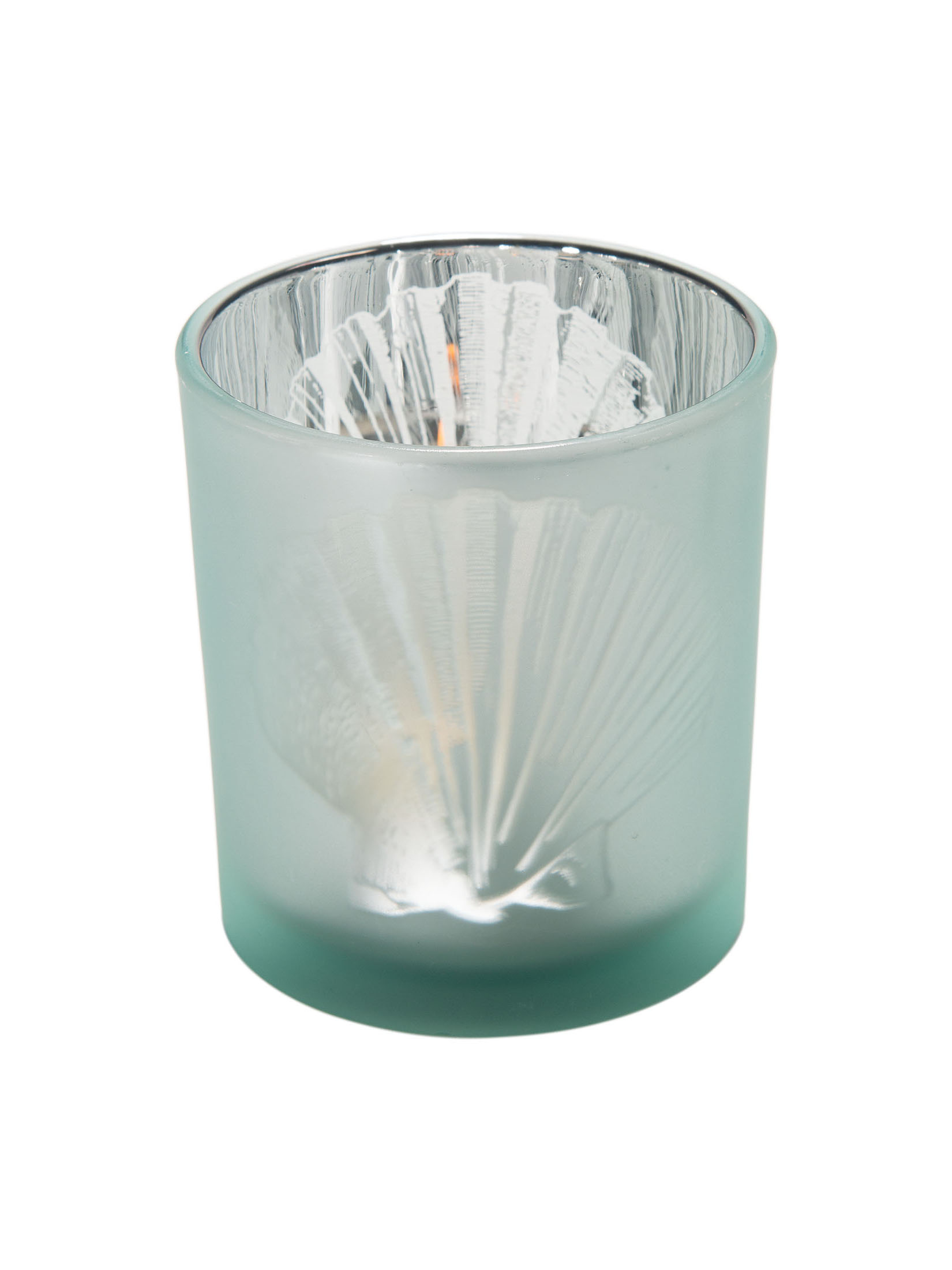 Muschelglas Teelichthalter, Türkis