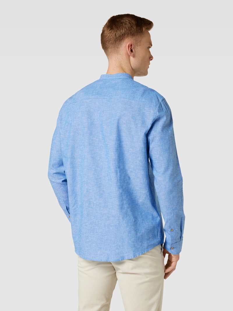 Tailored Fit Freizeithemd mit Stehkragen in royalblau