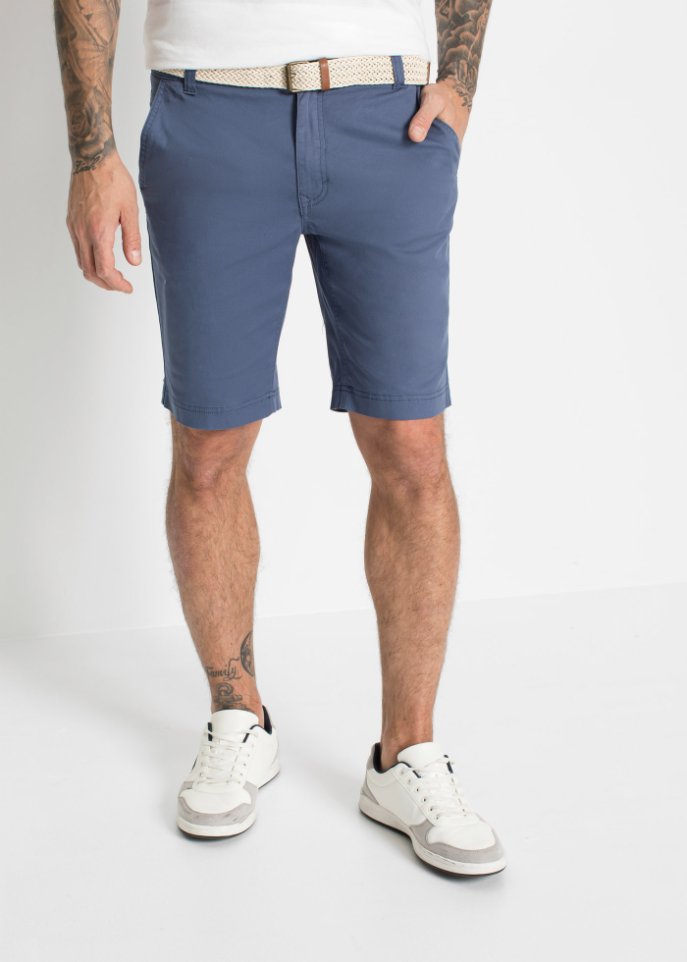 Stretch-Chino-Bermuda mit Gürtel, Regular Fit