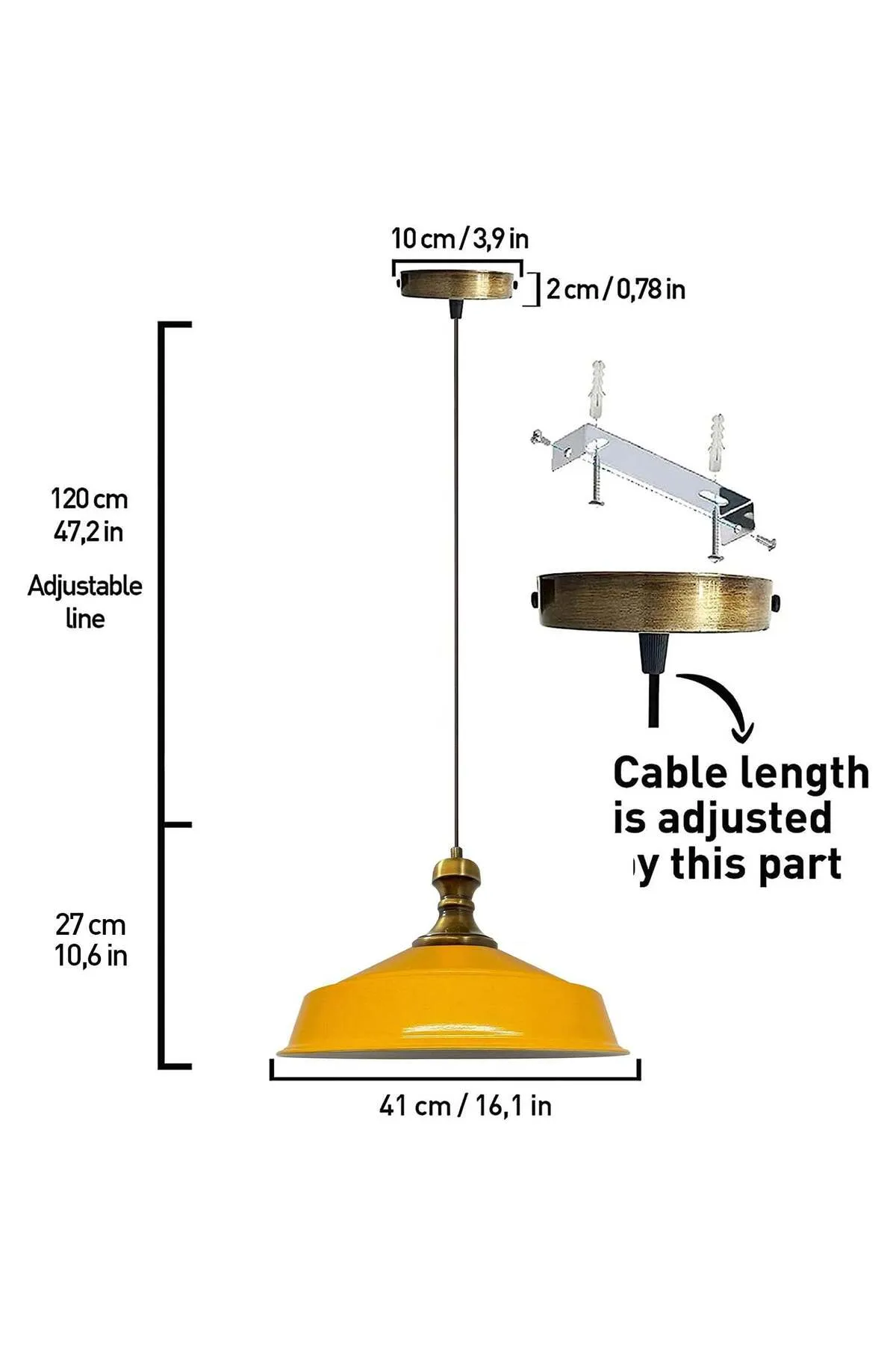 Bamyum  Pendelleuchte Asletl-Knob, Metall, 41 cm, Gelbe Lampe