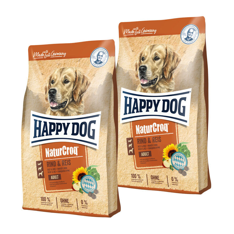 HAPPY DOG Hundetrockenfutter HAPPY DOG NaturCroq Rind & Reis 2x15 kg