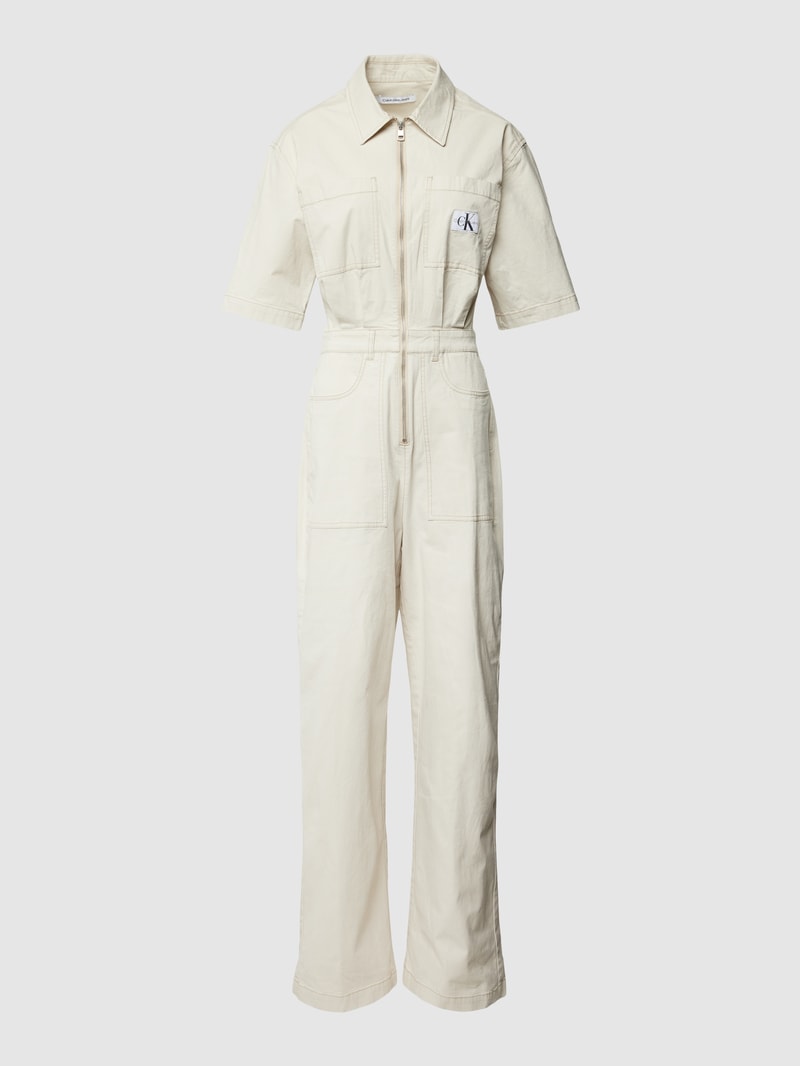 Jumpsuit mit Umlegekragen Modell 'UTILITY' in ecru