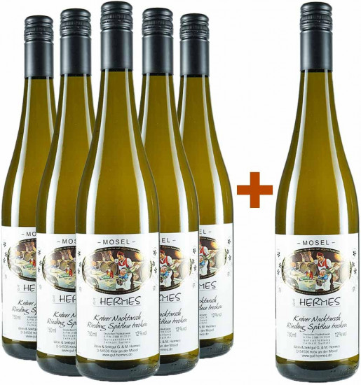 5+1 2021 Riesling Spätlese Kröver Nacktarsch trocken Paket - WeinGut Hermes