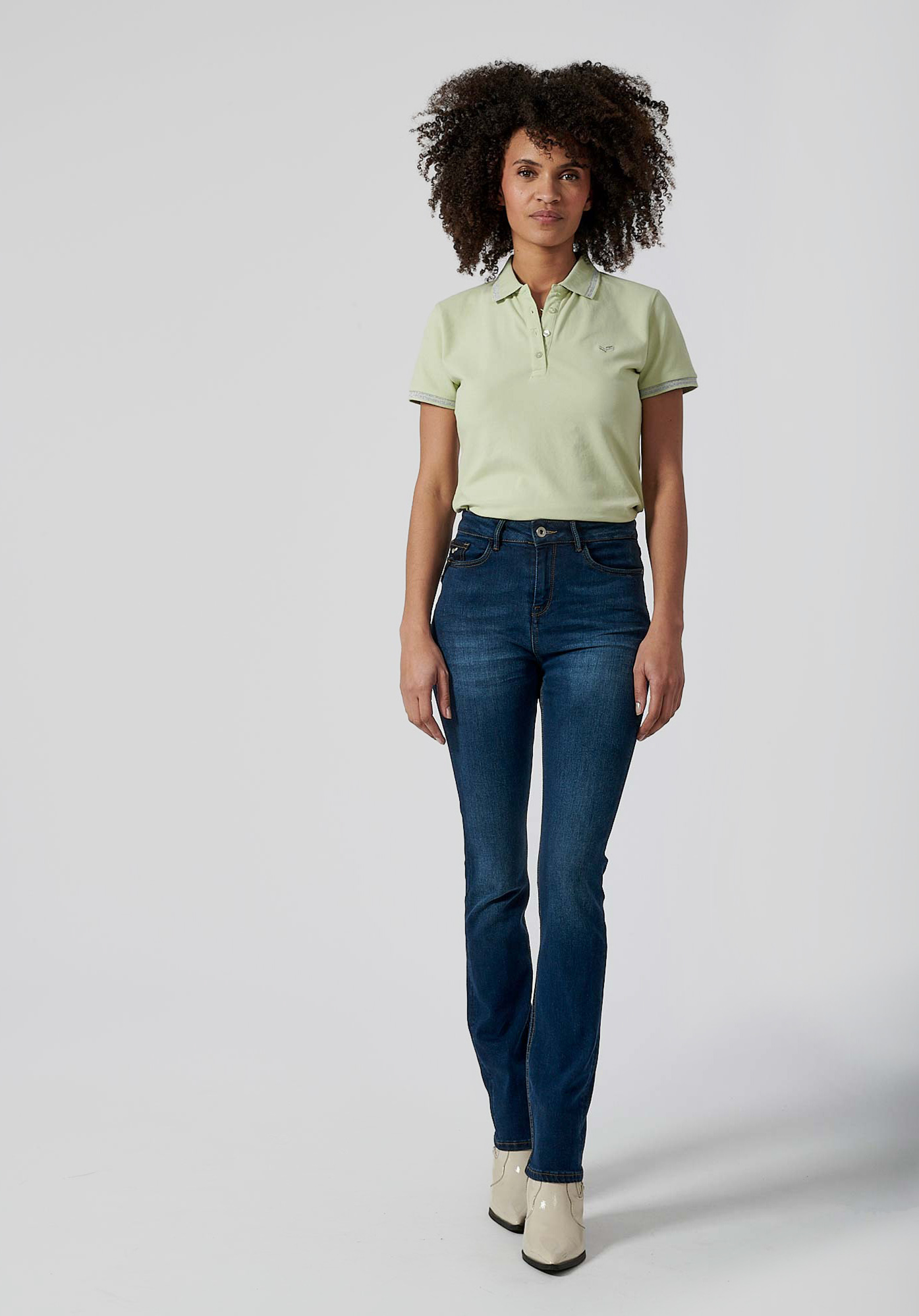 SIBEL  Jean demi-slim bleu femme