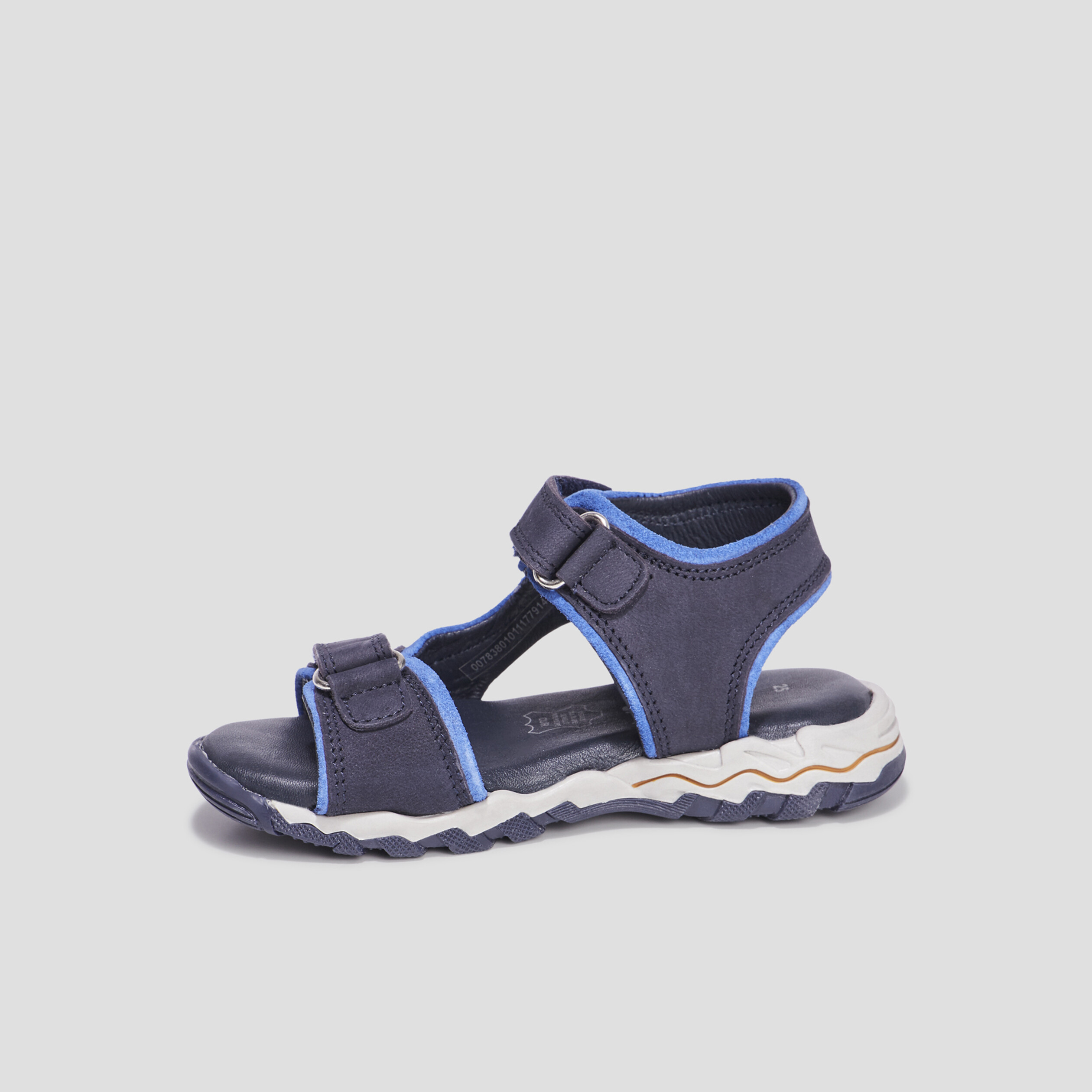 Sandales à scratchs en cuir Creeks Polis bleu marine garçon | La Halle